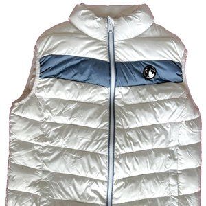 Zyia Quilted Puffer Vest Women L White Blue Active Alpine Pockets Warm